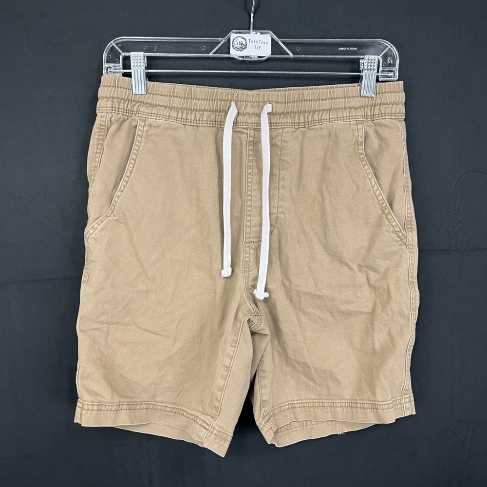EUC Arizona Jean Co Mens Khaki Tan Classic Fit Pull On Drawstring Chino Short S